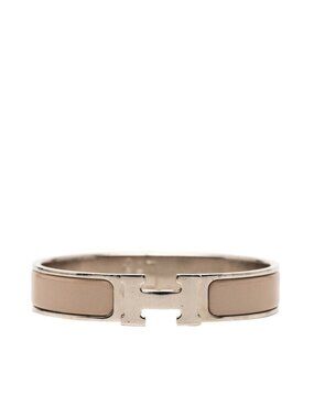 Hermes Click PM Bracelet Silver Gray Metal Enamel